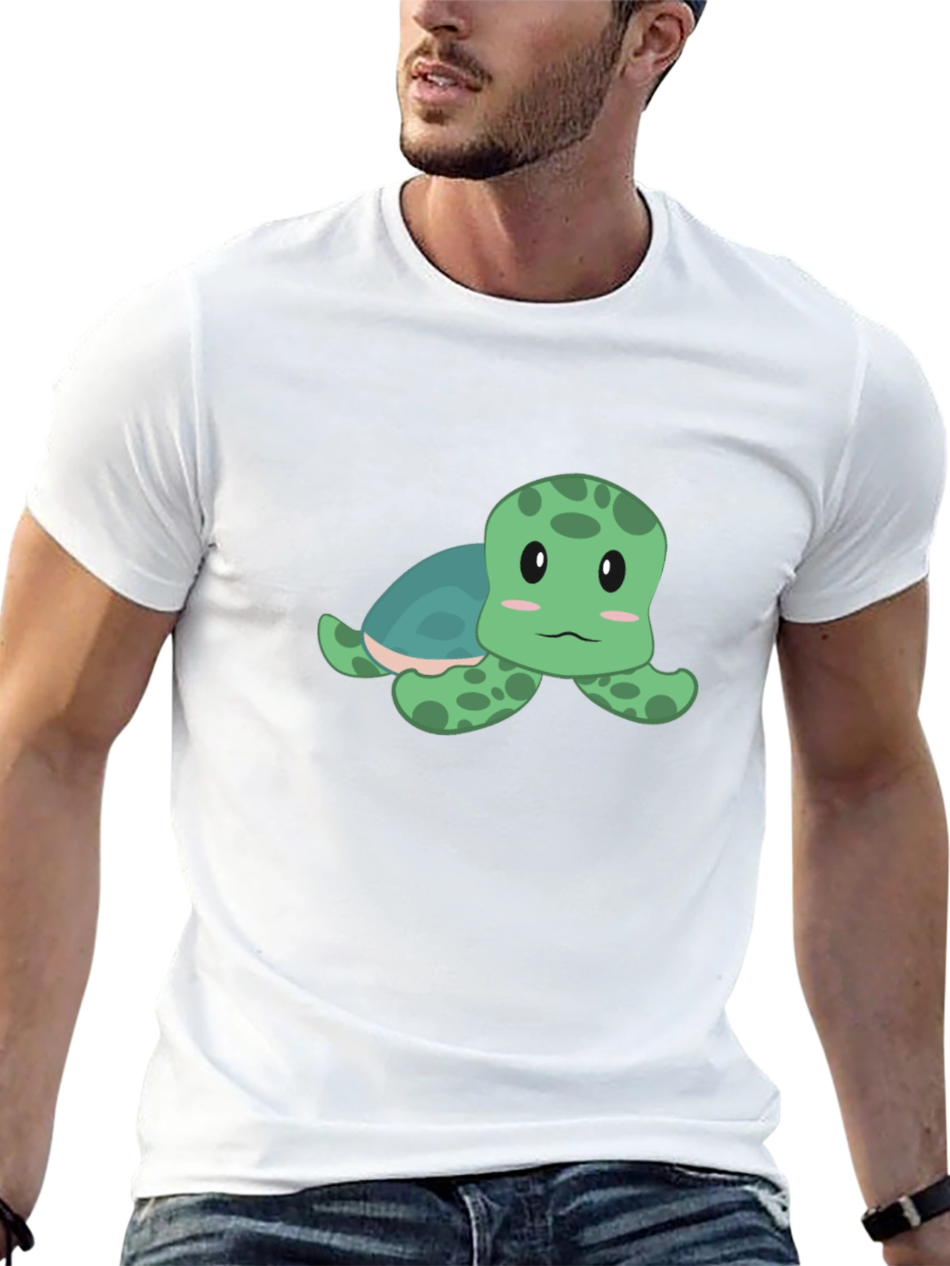 Cute Turtle Graphic T-Shirt - Black Cotton Tee