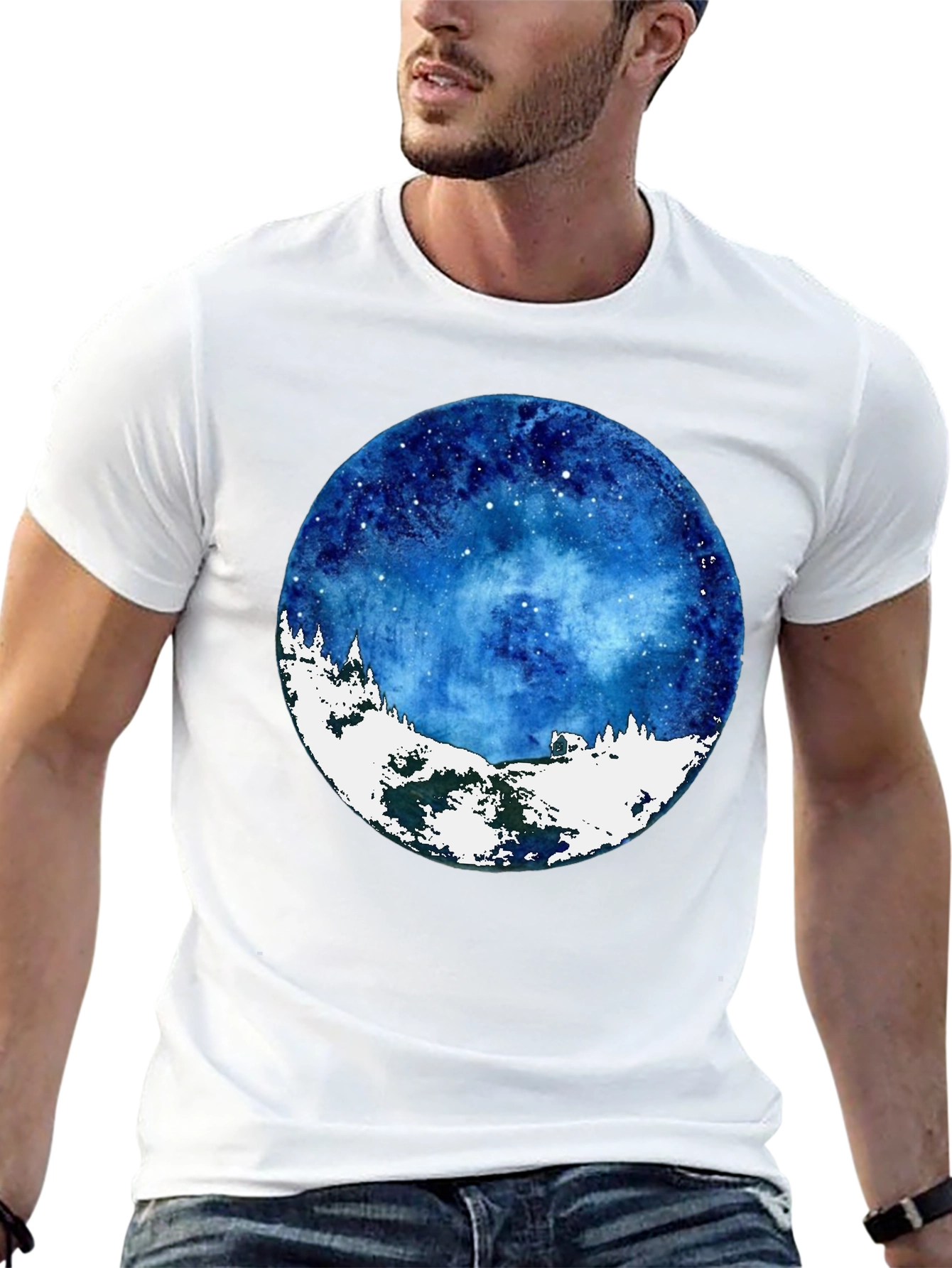 Celestial Winter Scene Graphic T-Shirt