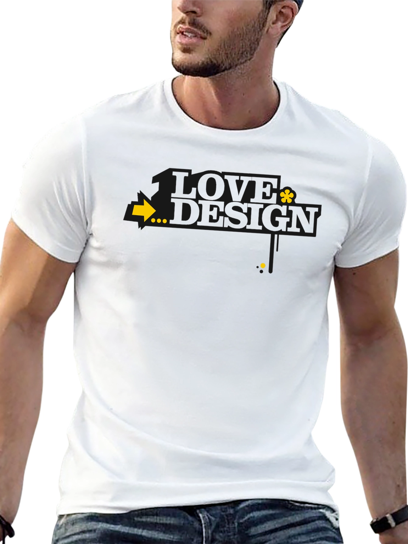 Modern Black Graphic Tee with Arrow Design