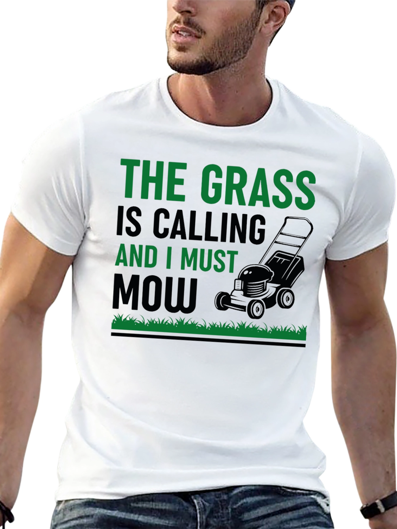 Funny Lawn Mowing T-Shirt - The Grass Is Calling