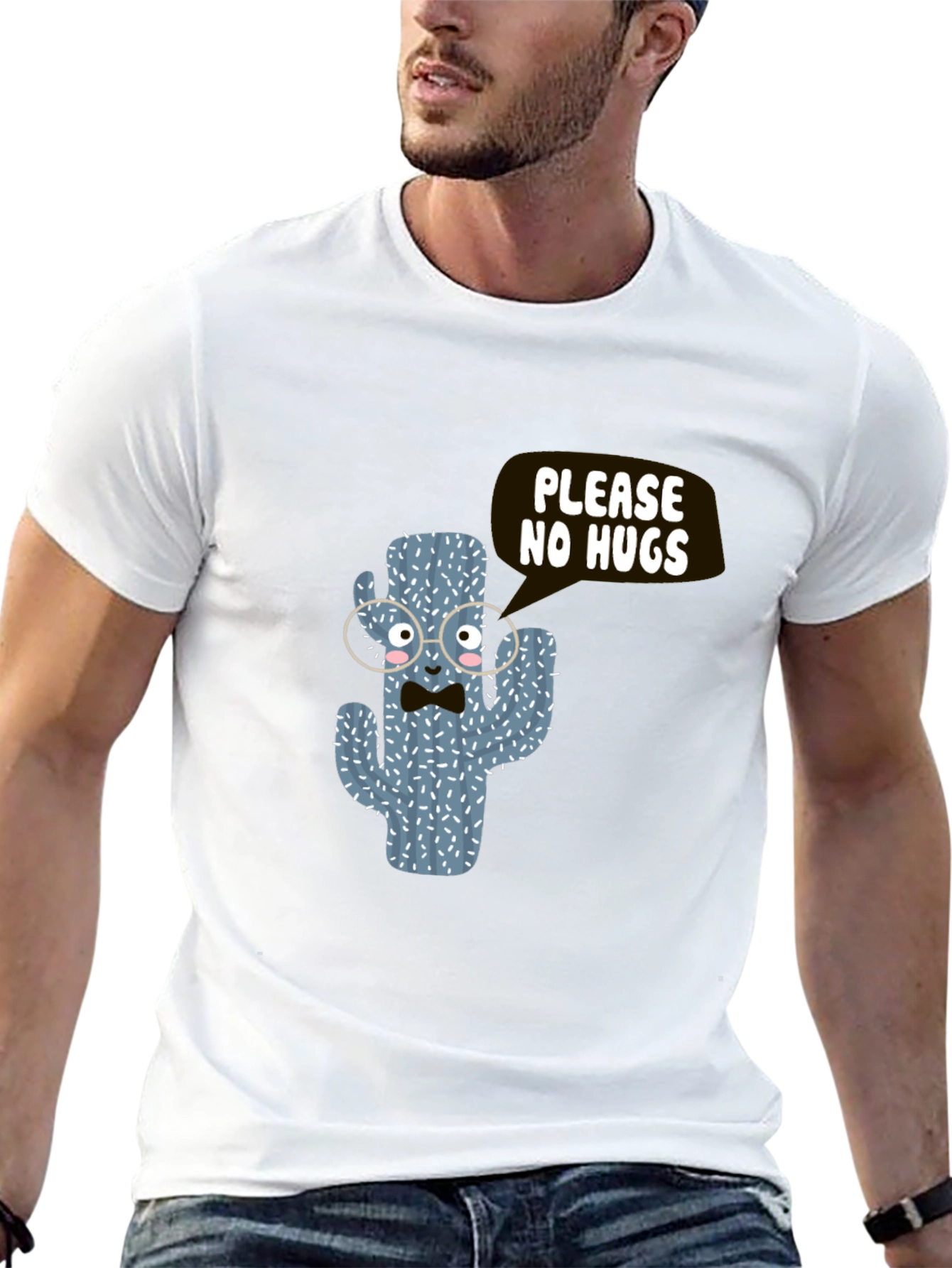 Funny Cactus No Hugs Black T-Shirt