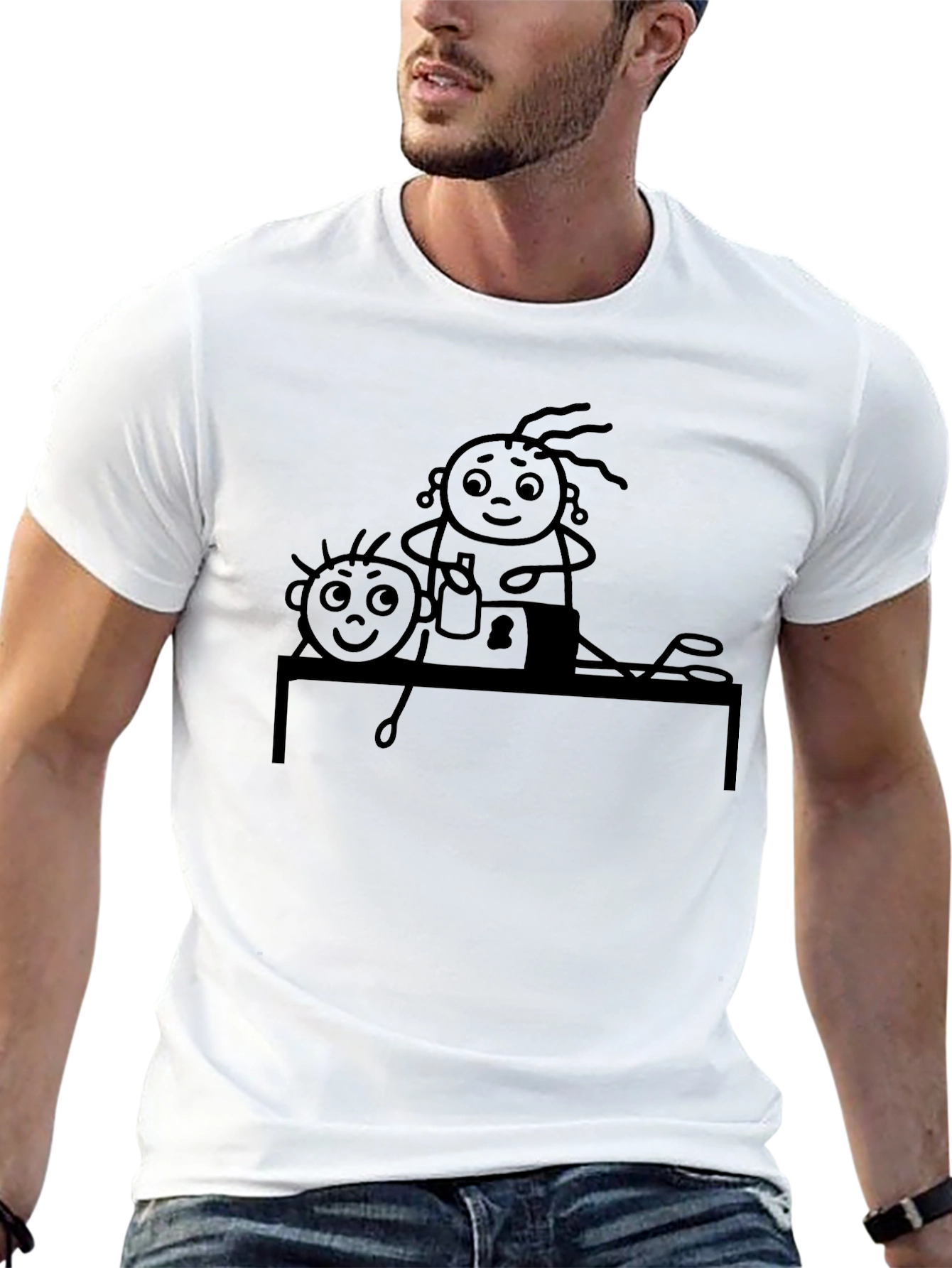 Stick Figure Family Crafting Black T-Shirt