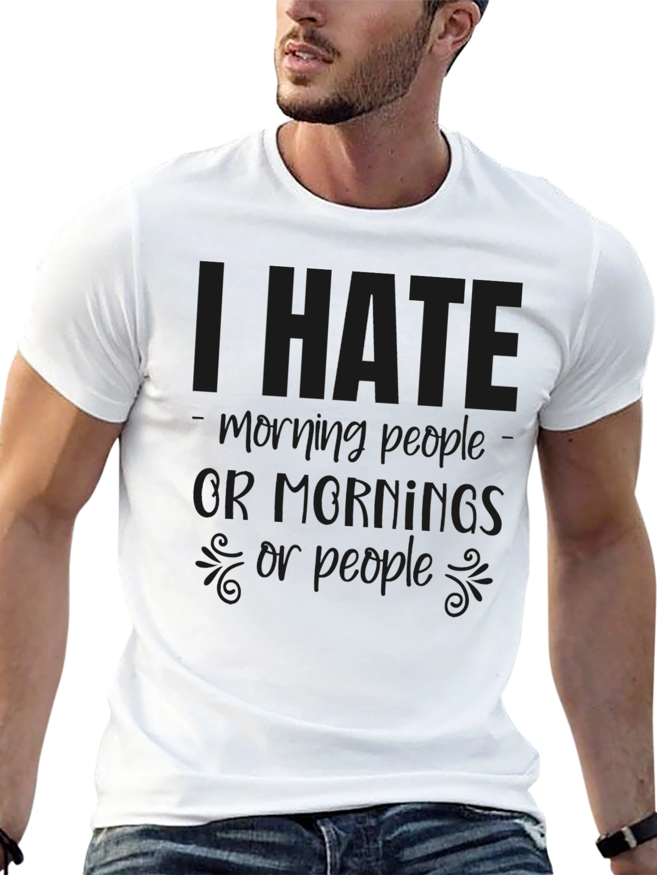 I Hate Morning People T-Shirt Funny Slogan Tee