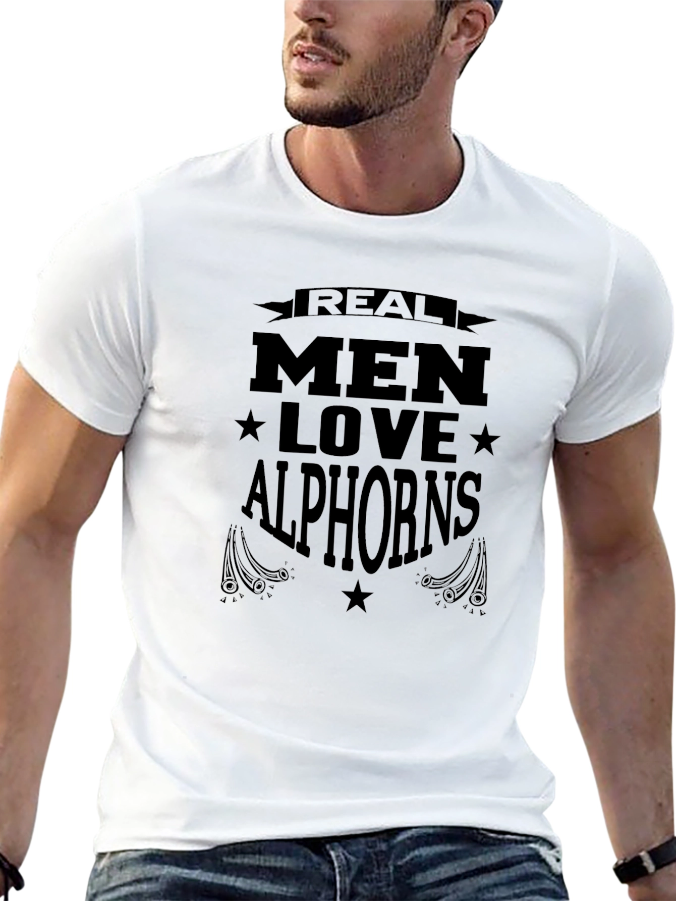 Real Men Love Alphorns T-Shirt - Black