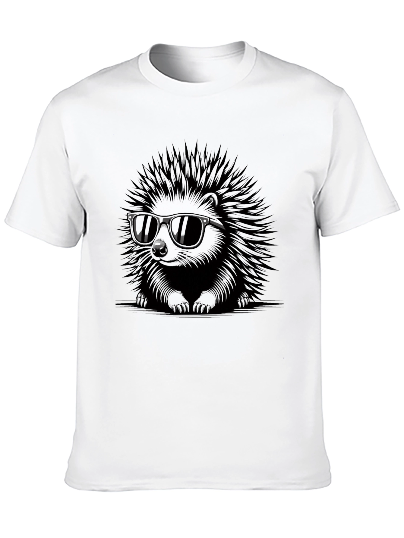 Cool Hedgehog Graphic Tee - Black Cotton