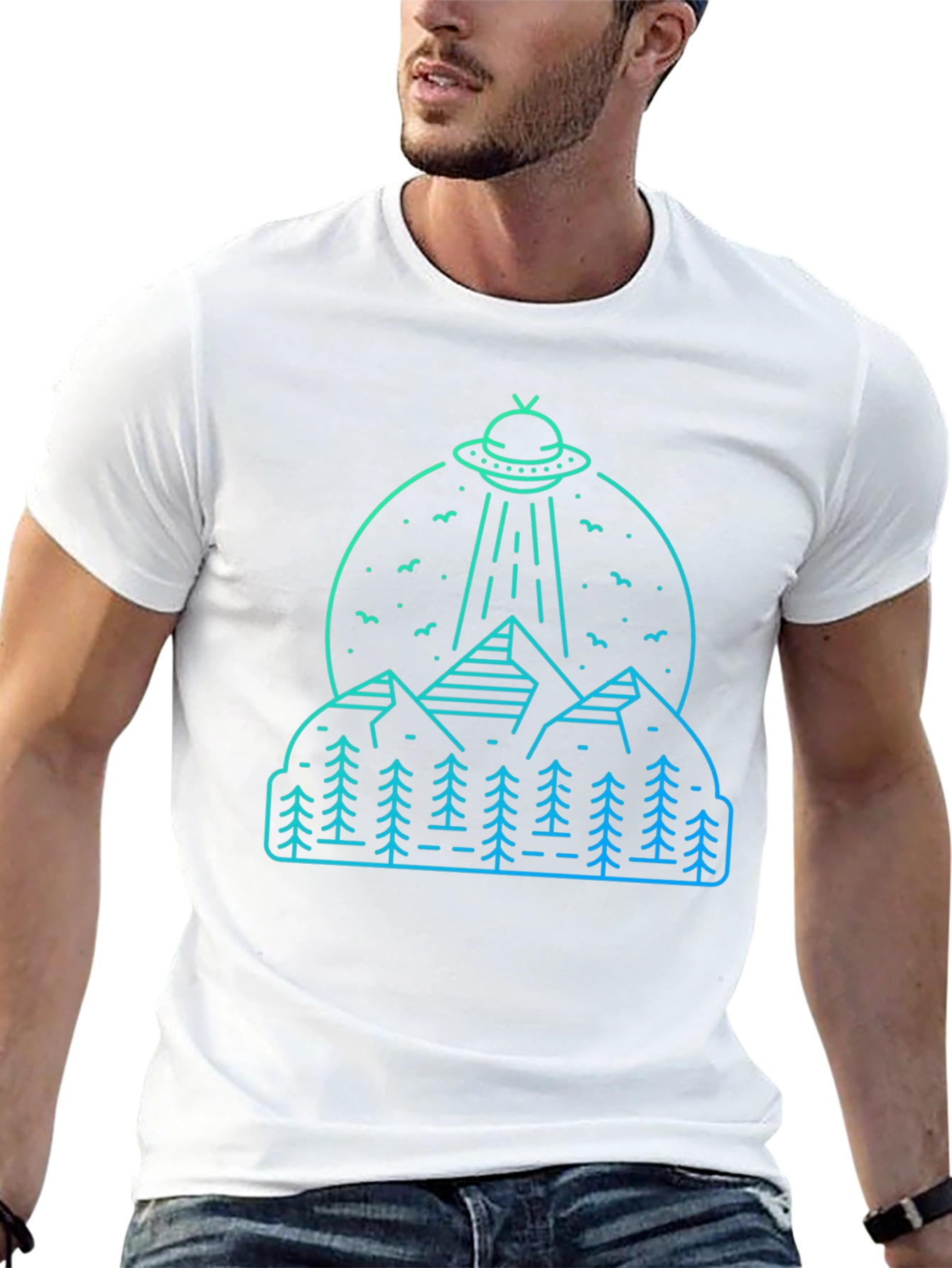UFO Mountain Graphic T-Shirt - Mens Black Tee
