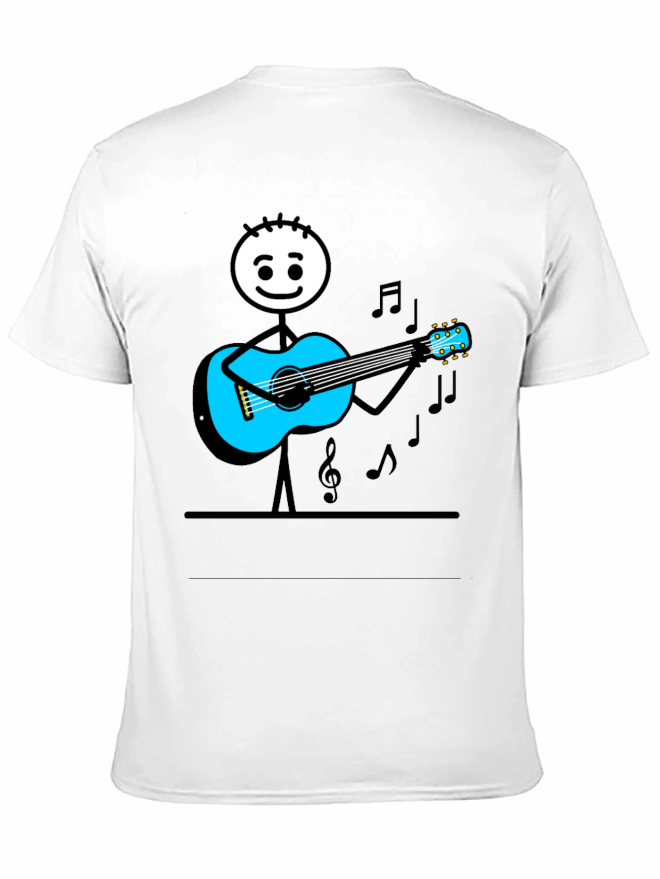 Stick Figure Guitar Player Graphic Tee - Black