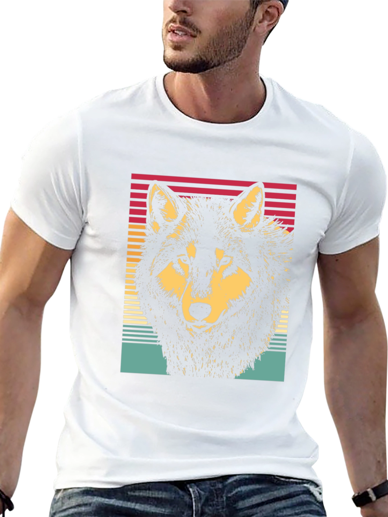 Retro Wolf Graphic Tee - Black