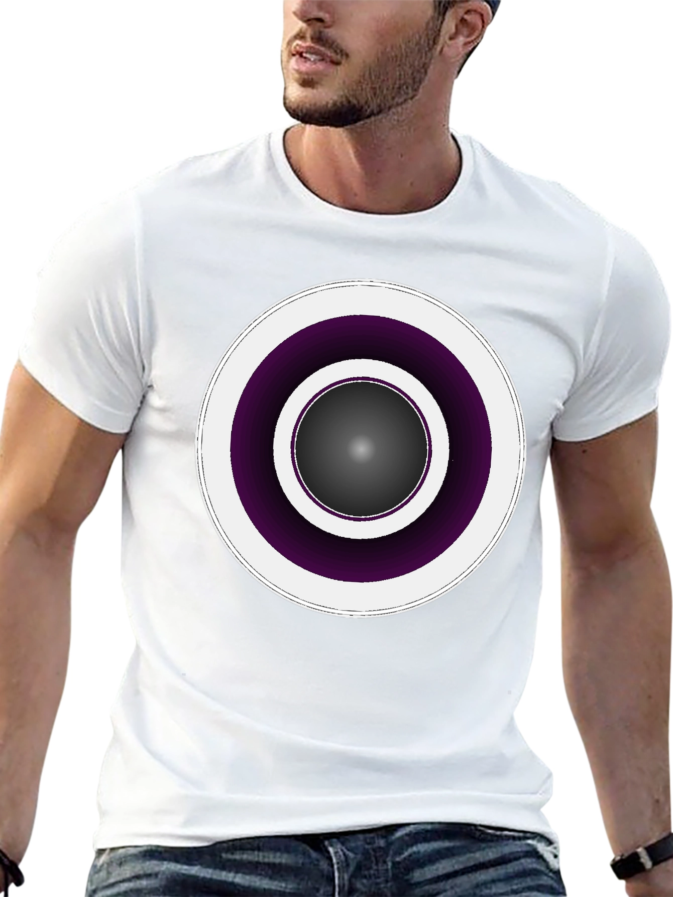 Modern Geometric Circle Tee - Black