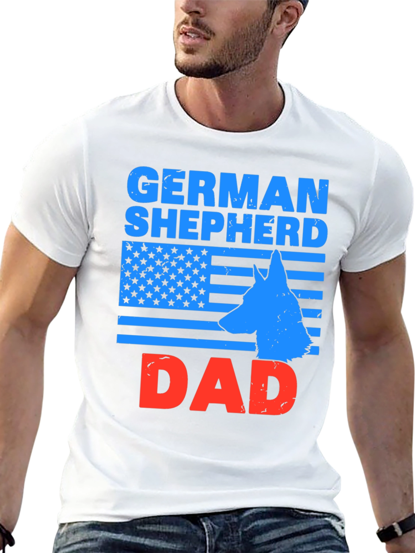 German Shepherd Dad Patriotic T-Shirt