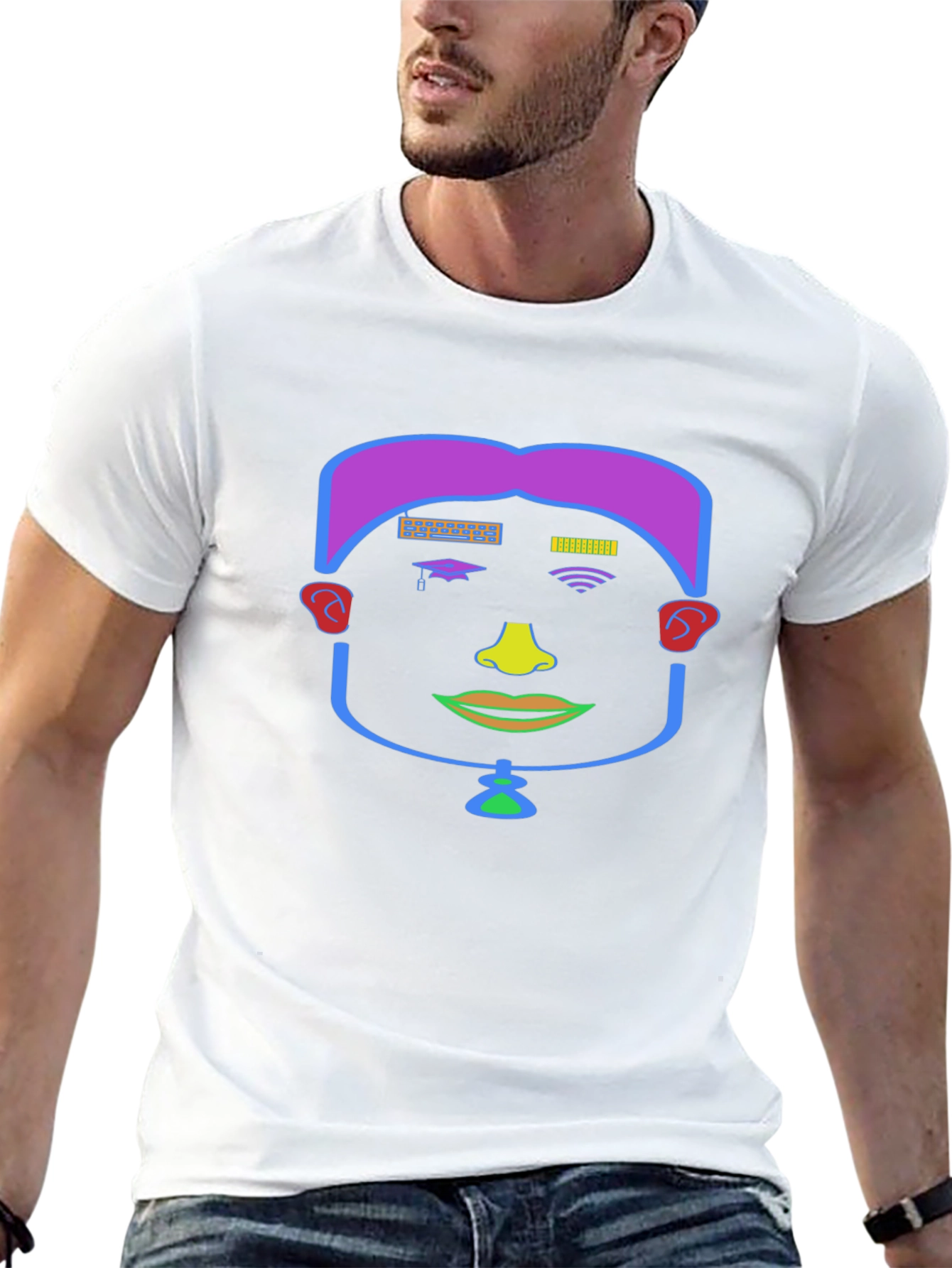 Abstract Face Graphic Tee - Unique Style