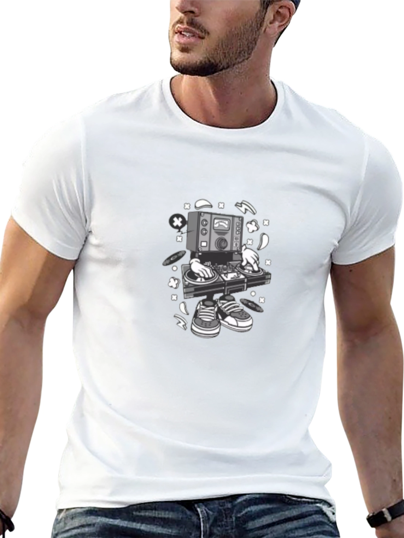 DJ Turntable Graphic T-Shirt - Black