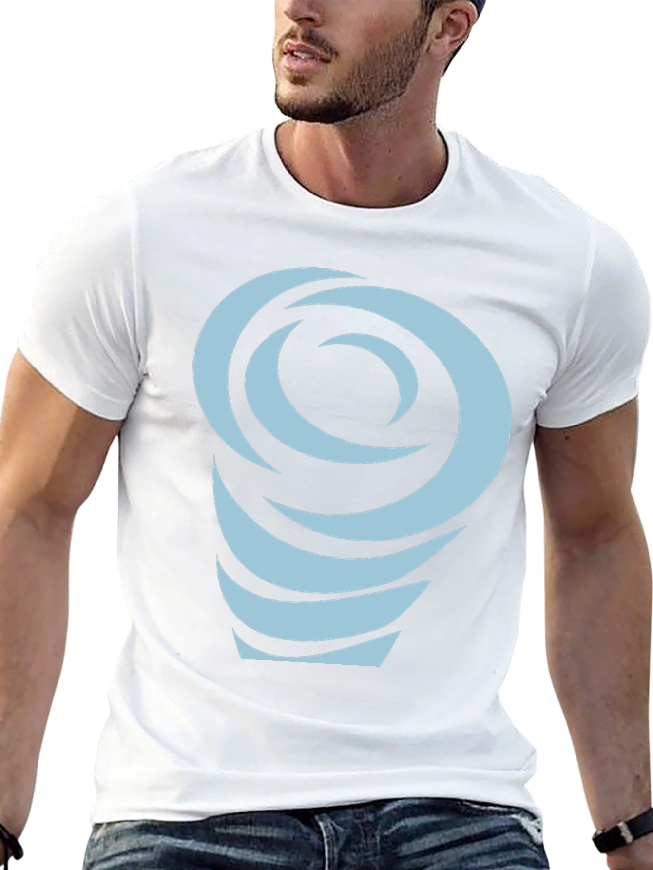Abstract Swirl Graphic Tee - Black Cotton Blend