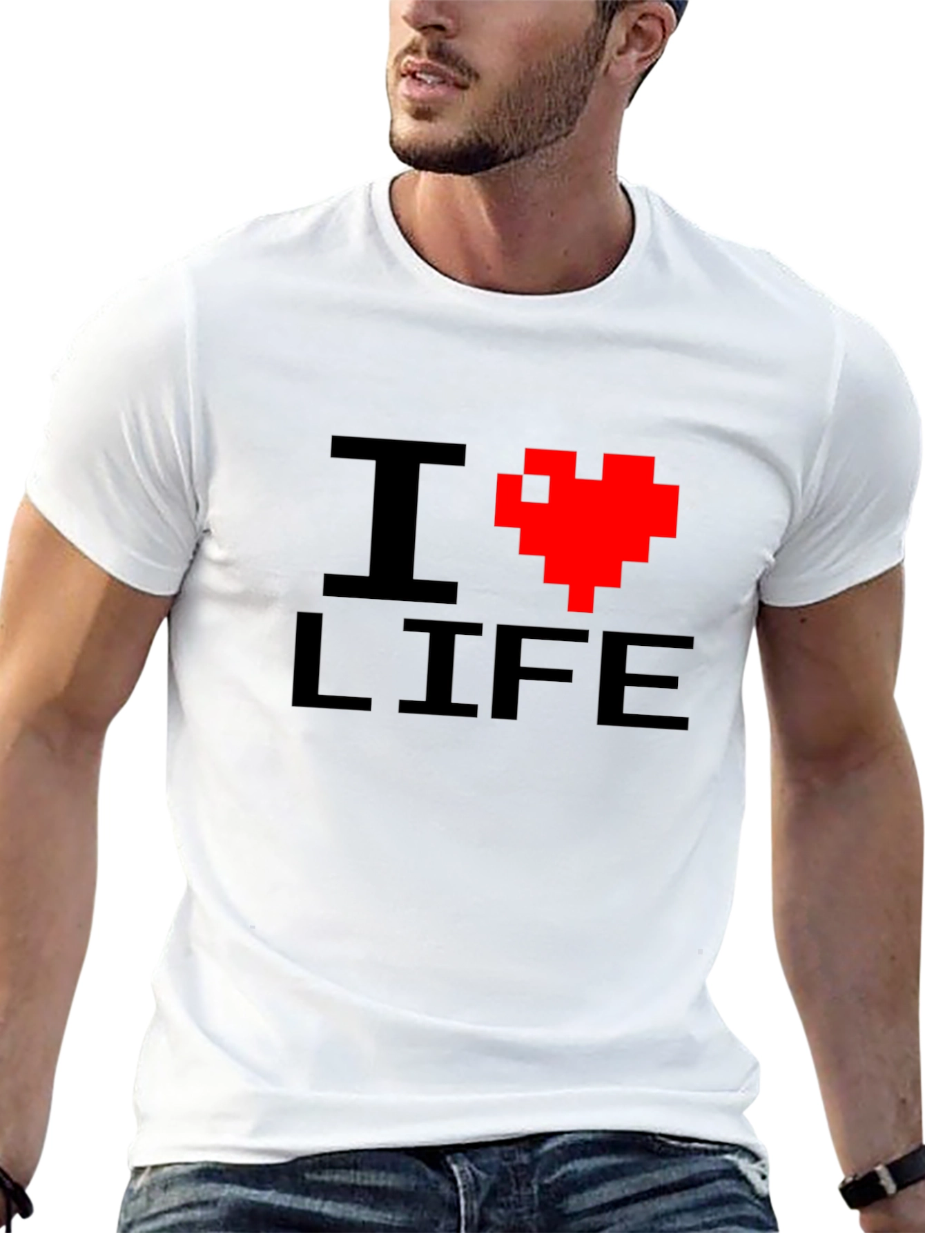 Pixel Heart Graphic Tee - I Love Life