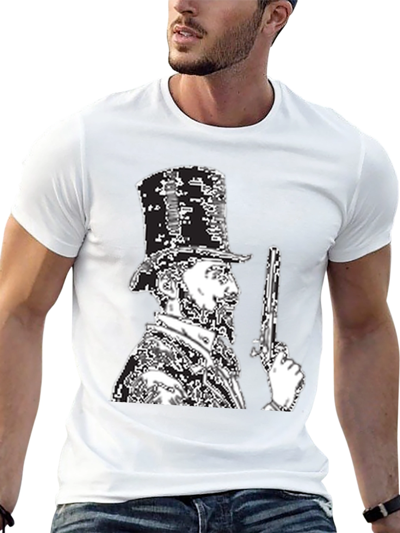 Retro Lincoln Graphic Tee - Black Cotton Blend