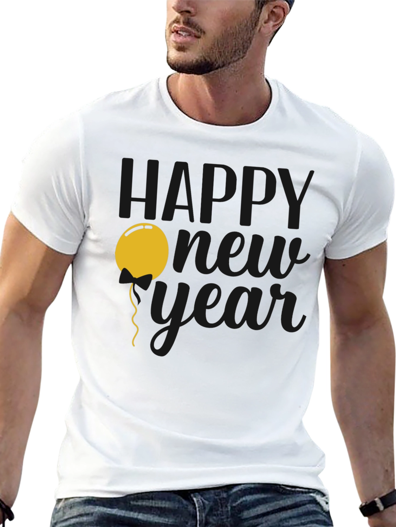 Happy New Year Graphic T-Shirt - Black