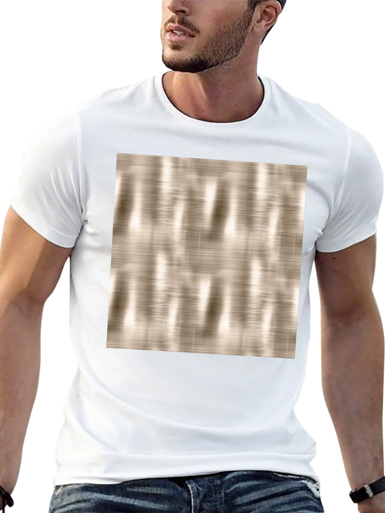 Modern Texture Graphic Print Black T-Shirt