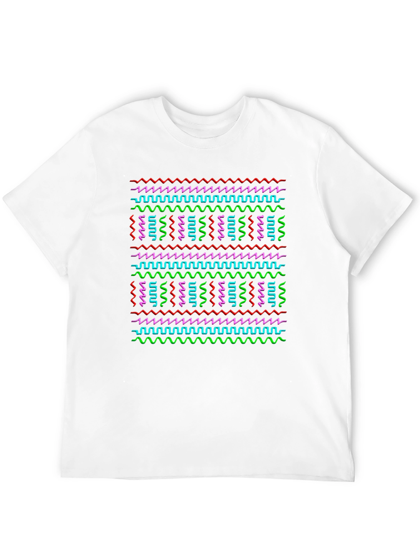 Retro Wave T-Shirt - Neon Geometric Pattern