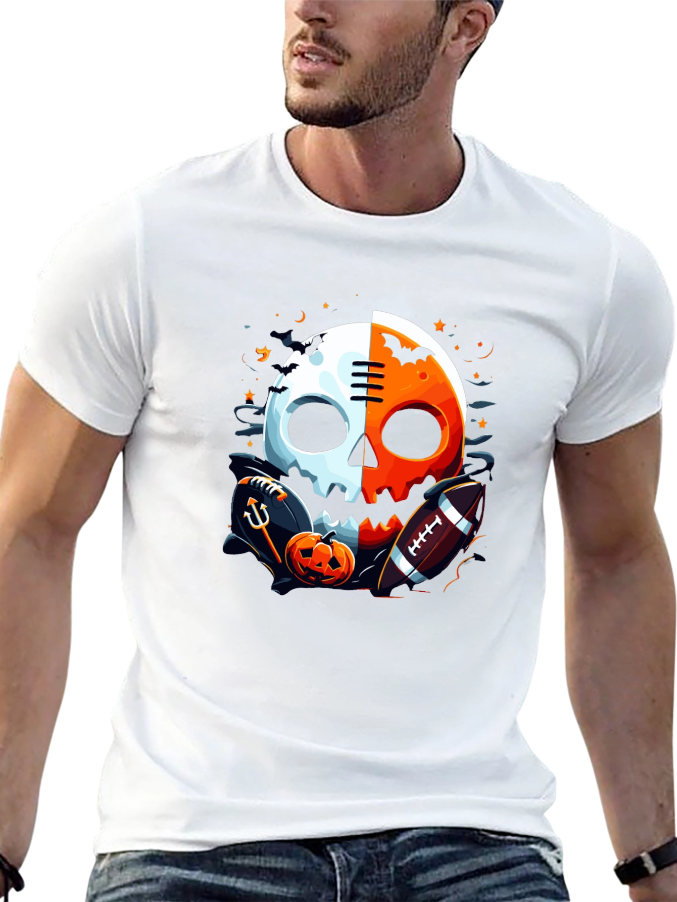 Halloween Football Skull Graphic Tee