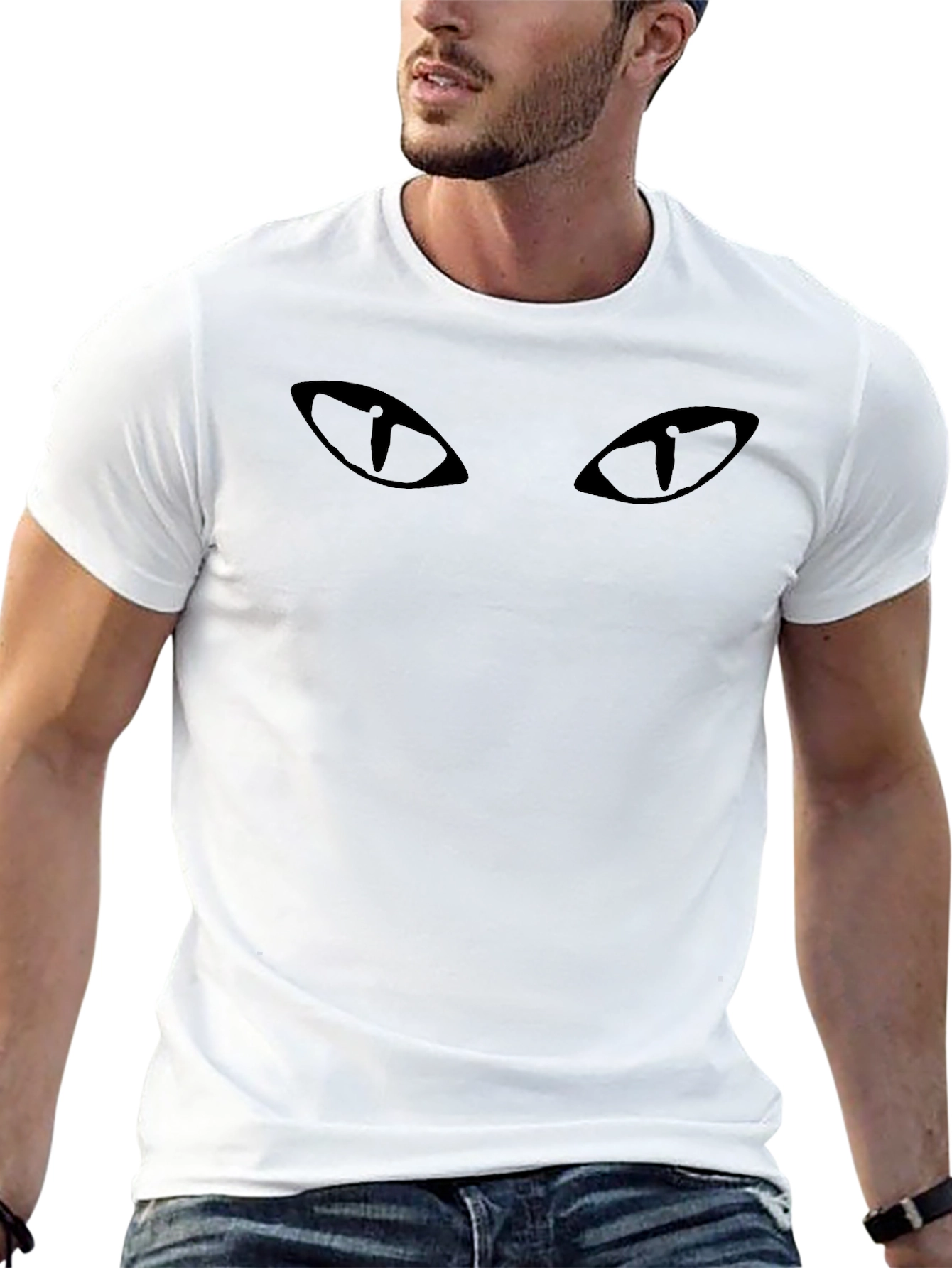 Mysterious Cat Eyes Black Graphic Tee