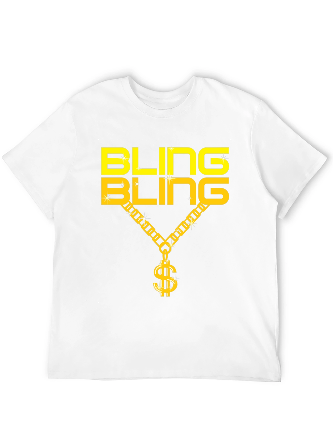 Bling Bling Gold Chain Dollar Sign Black T-Shirt