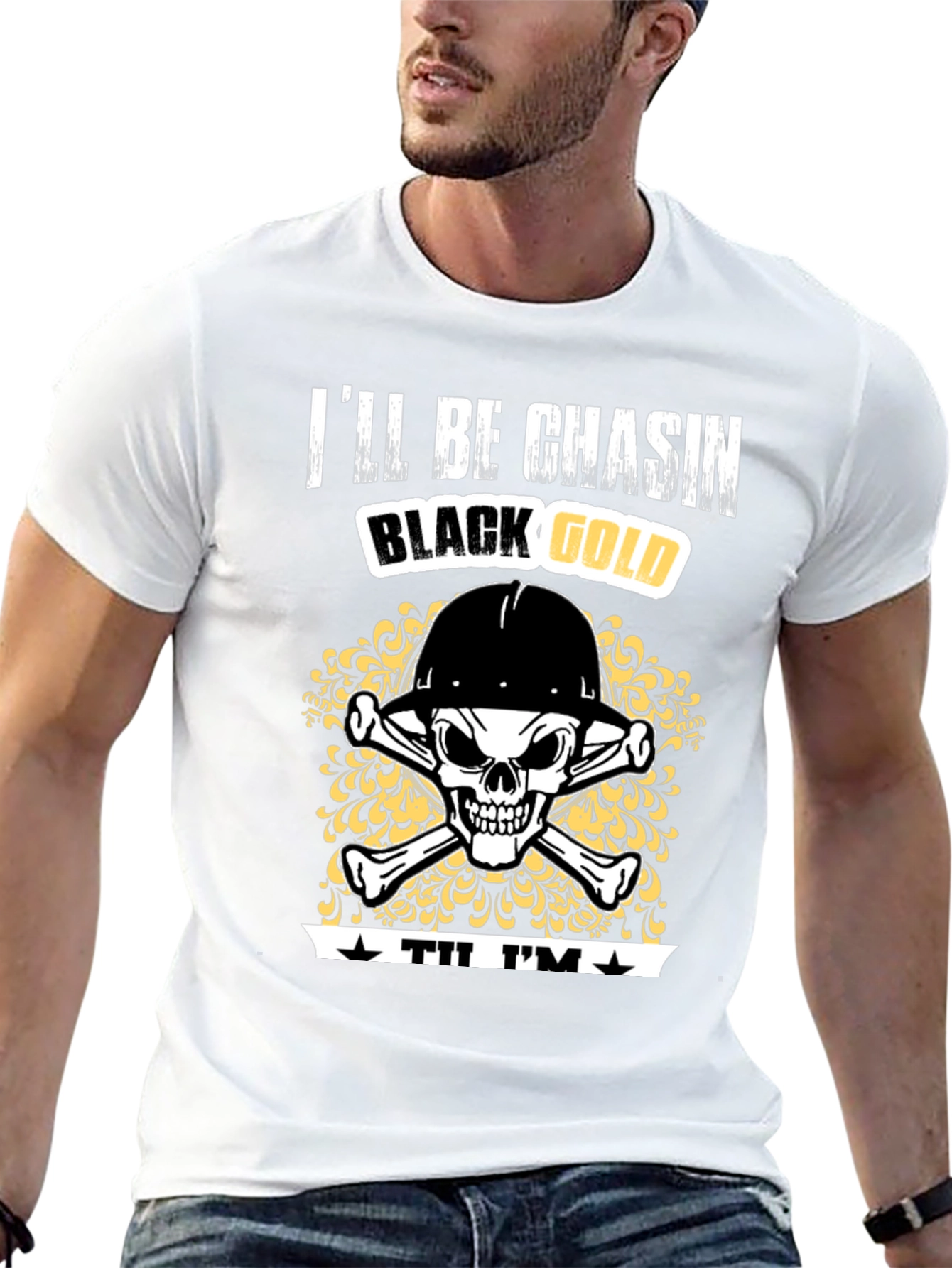 Black Gold Miner Skull T-Shirt