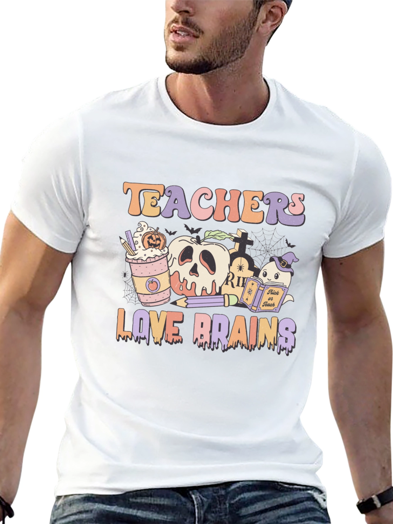 Teachers Love Brains Halloween Graphic Tee