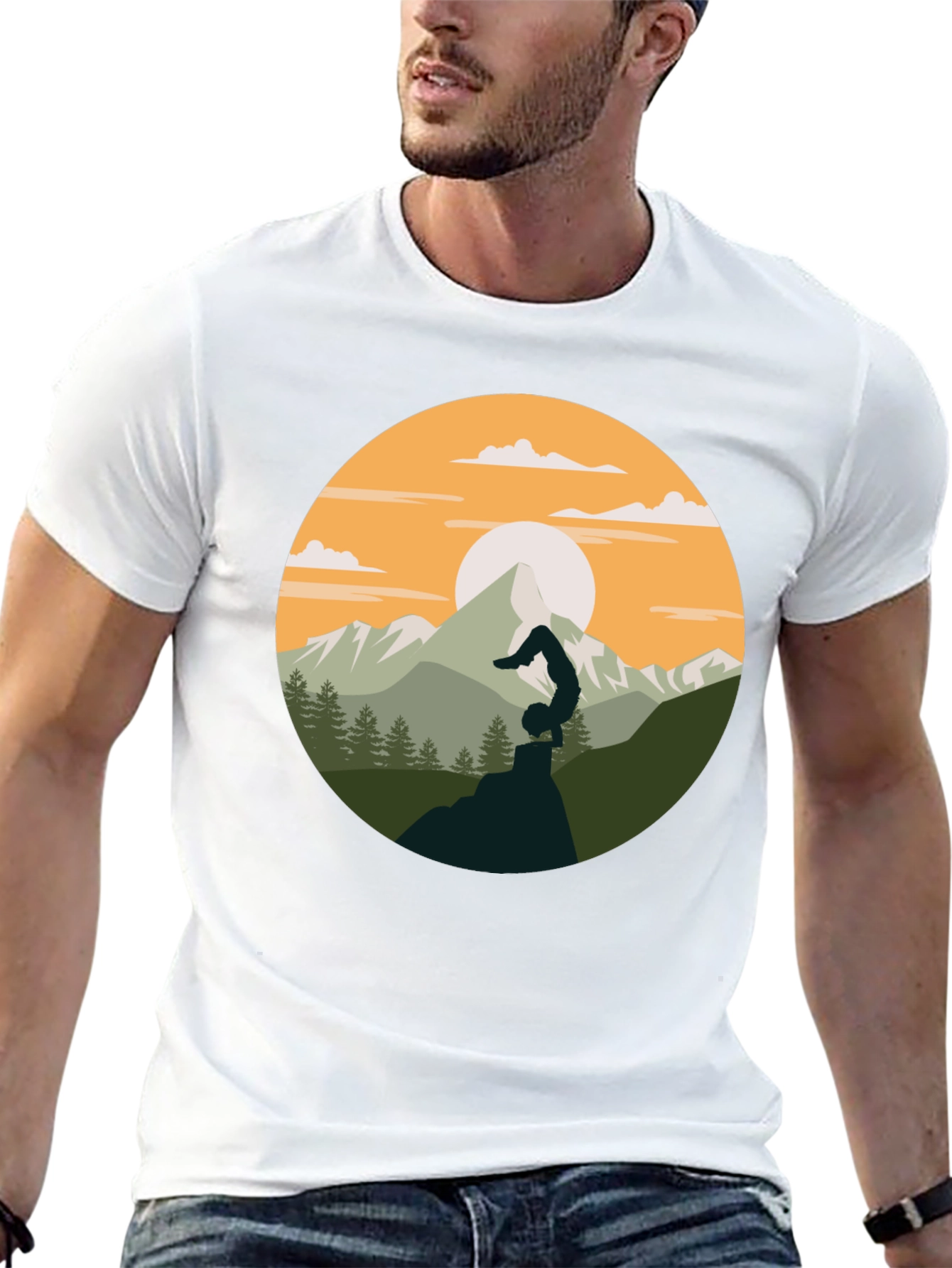 Yoga Mountain Graphic Tee - Black