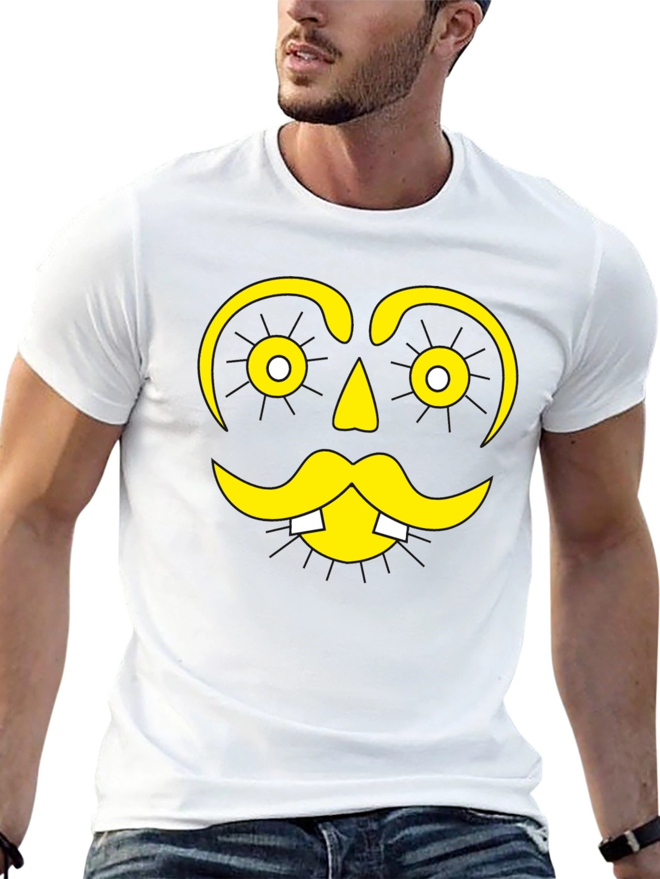 Funny Face Graphic Tee - Black Cotton T-Shirt