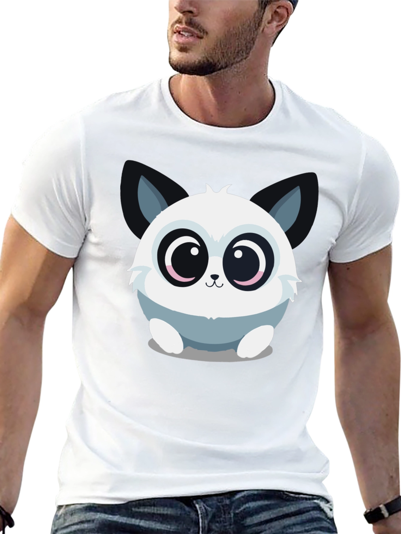 Cute Cartoon Animal Graphic Black T-Shirt