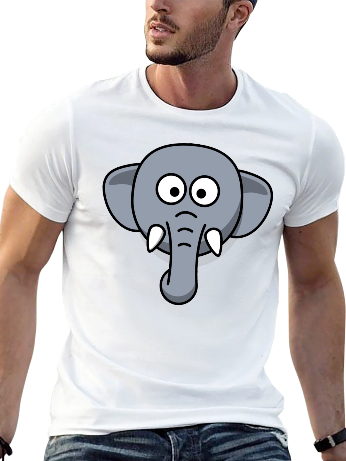 Elephant Graphic Tee - Mens Black Cotton T-Shirt