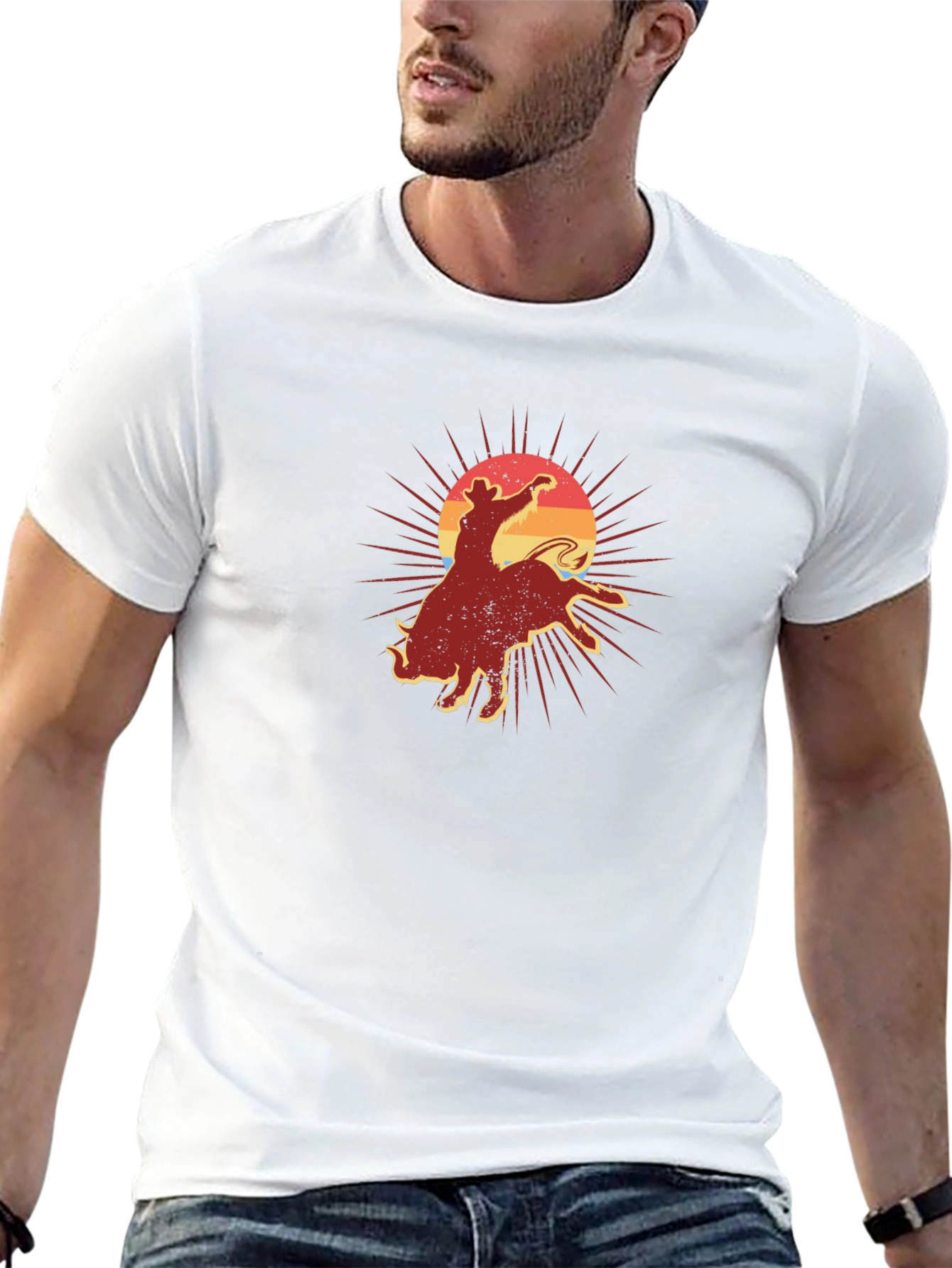 Retro Rodeo Graphic Tee - Black Cotton T-Shirt