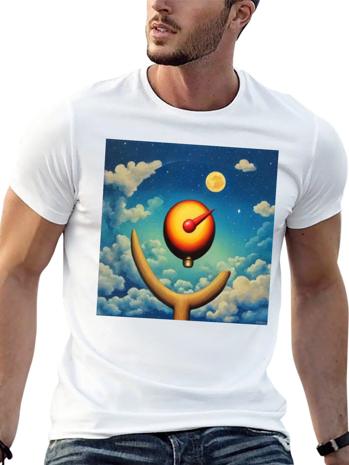 Surreal Moon Dial Black T-Shirt