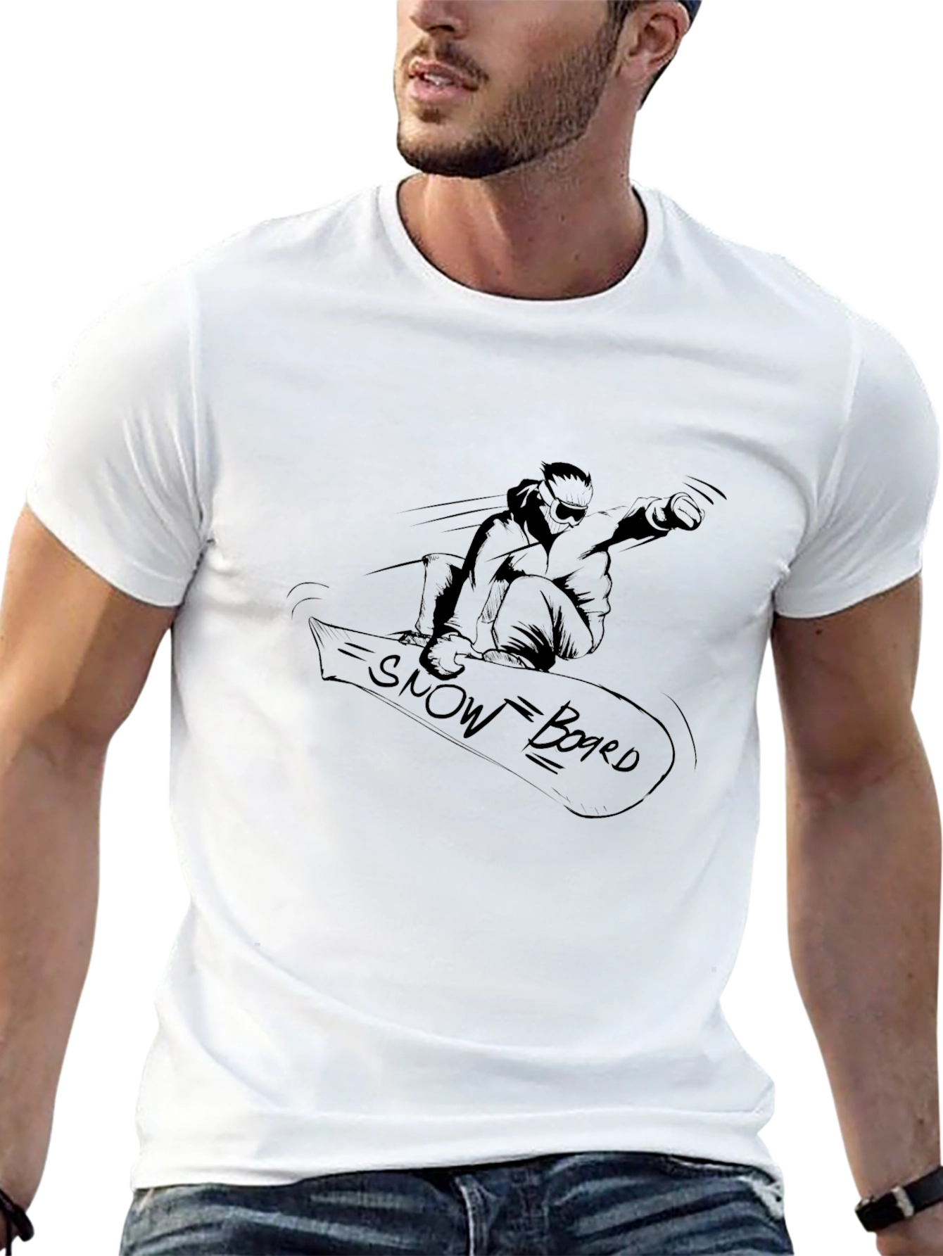 Cool Snowboard Graphic Tee - Black