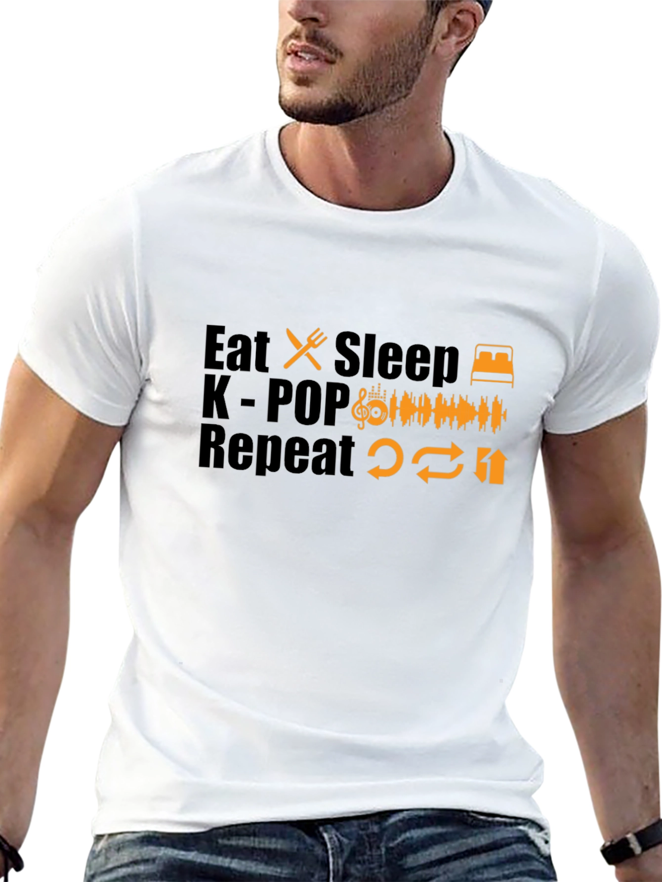 Eat Sleep K-POP Repeat Black T-Shirt