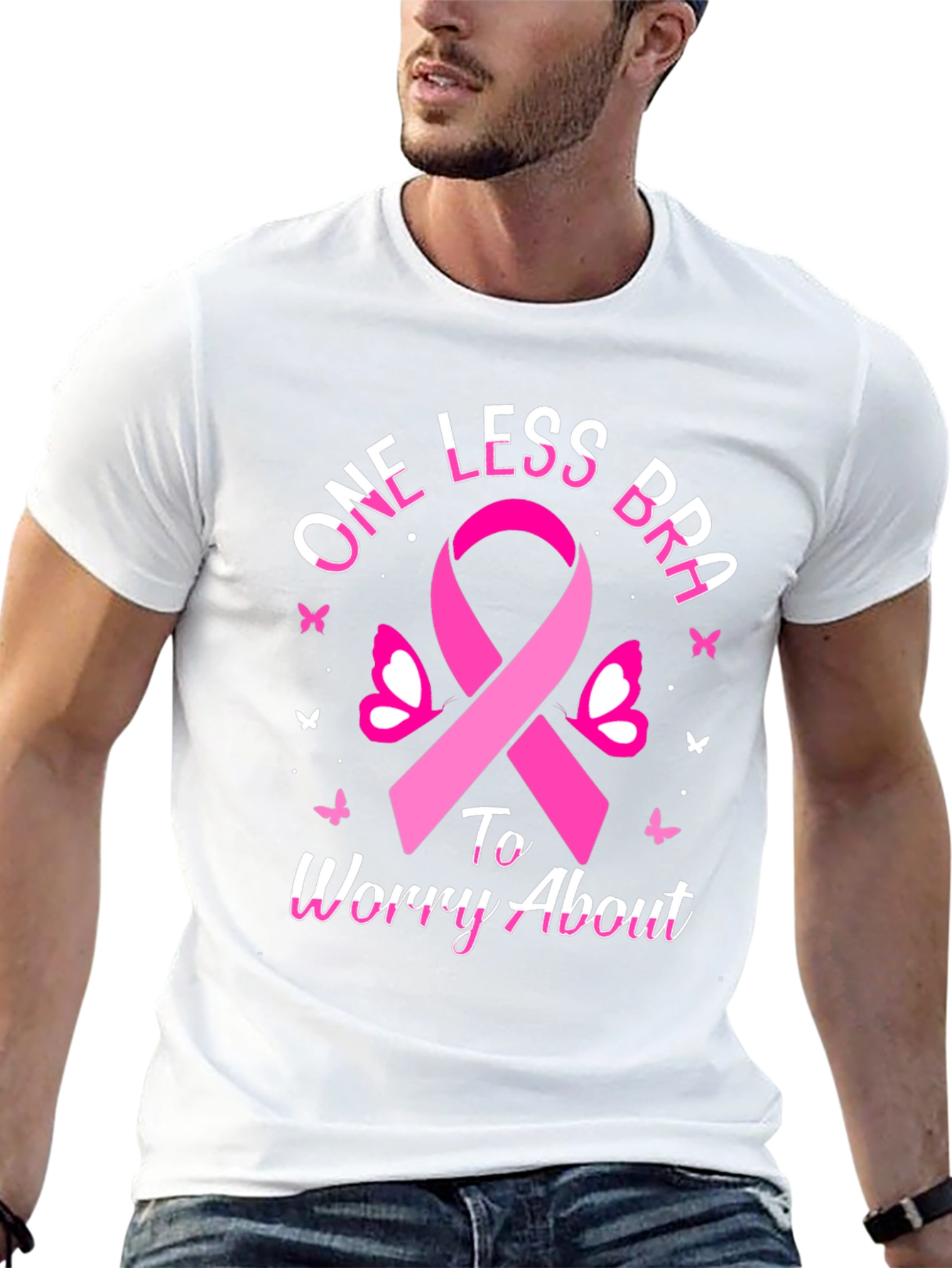 One Less Bra T-Shirt - Breast Cancer Awareness
