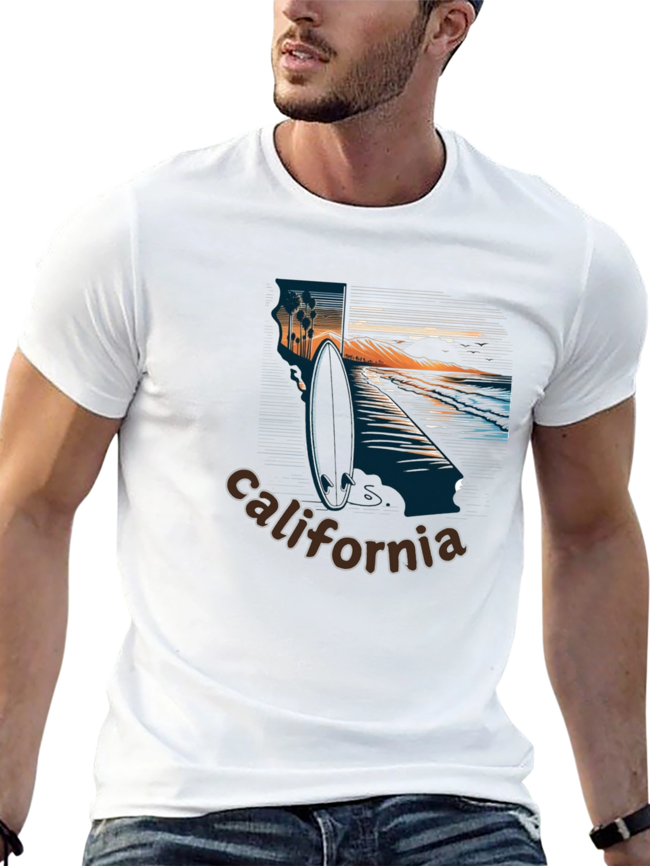 California Surf Graphic T-Shirt - Beach Vibes