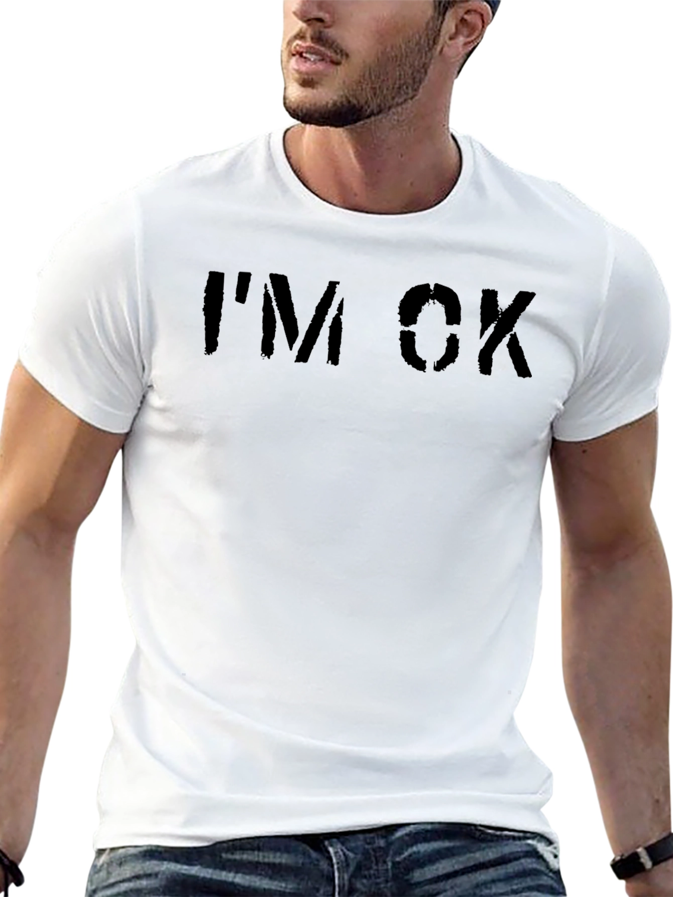 Im OK Graphic Tee - Black Casual T-Shirt