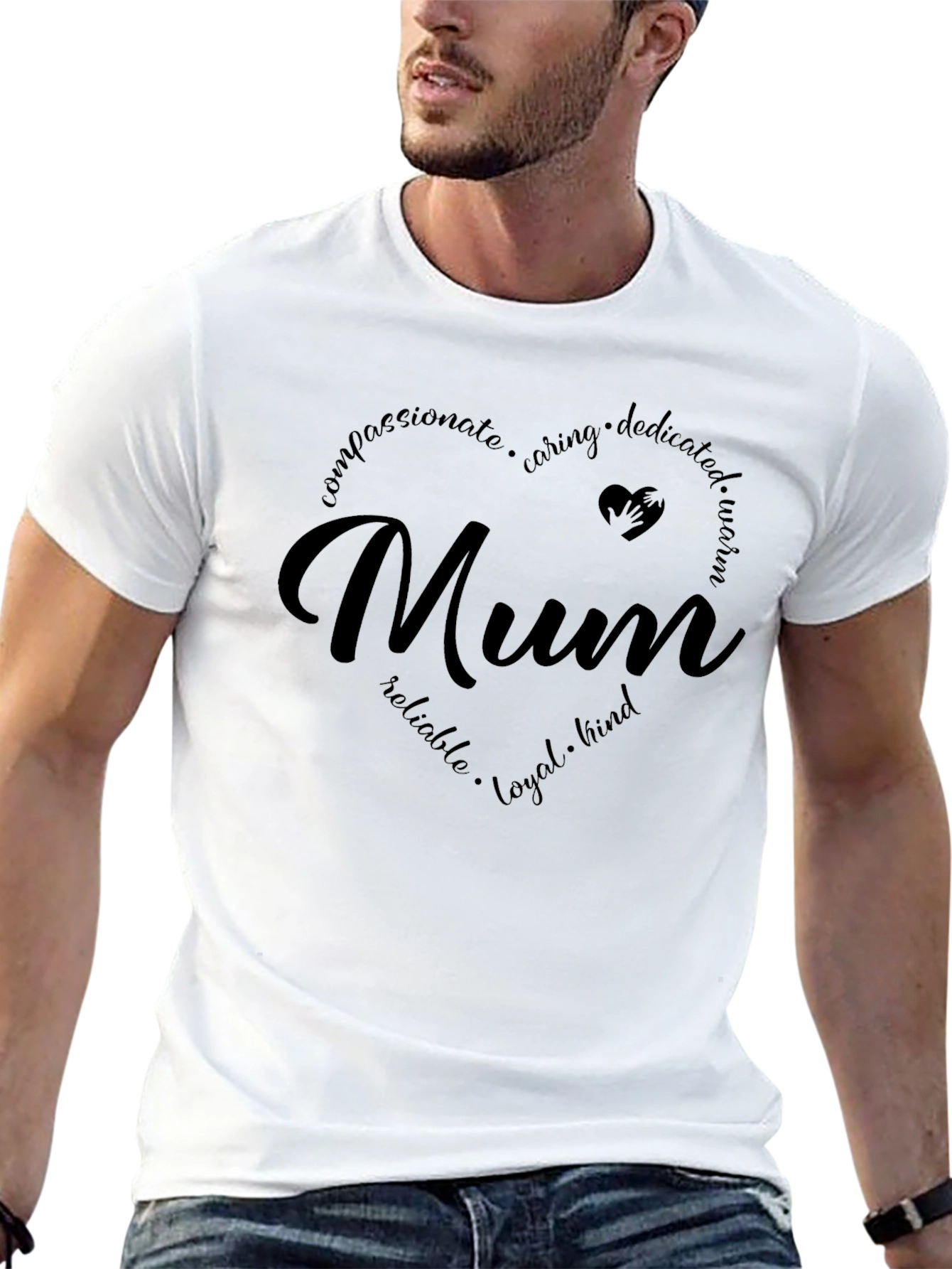 Heartfelt Mum Black T-Shirt - Mothers Day Gift