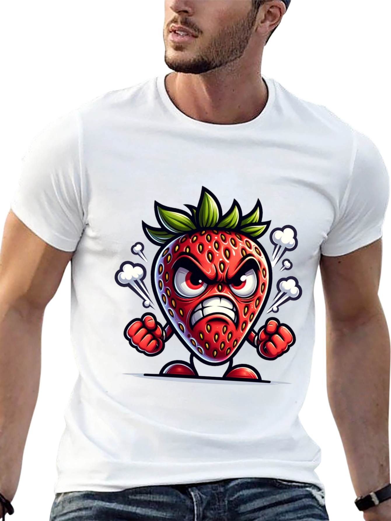 Angry Strawberry Cartoon T-Shirt