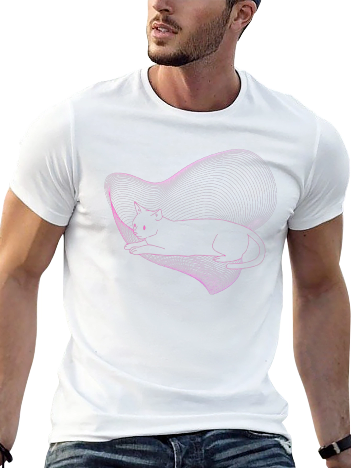 Abstract Cat Tee - Black Graphic T-Shirt