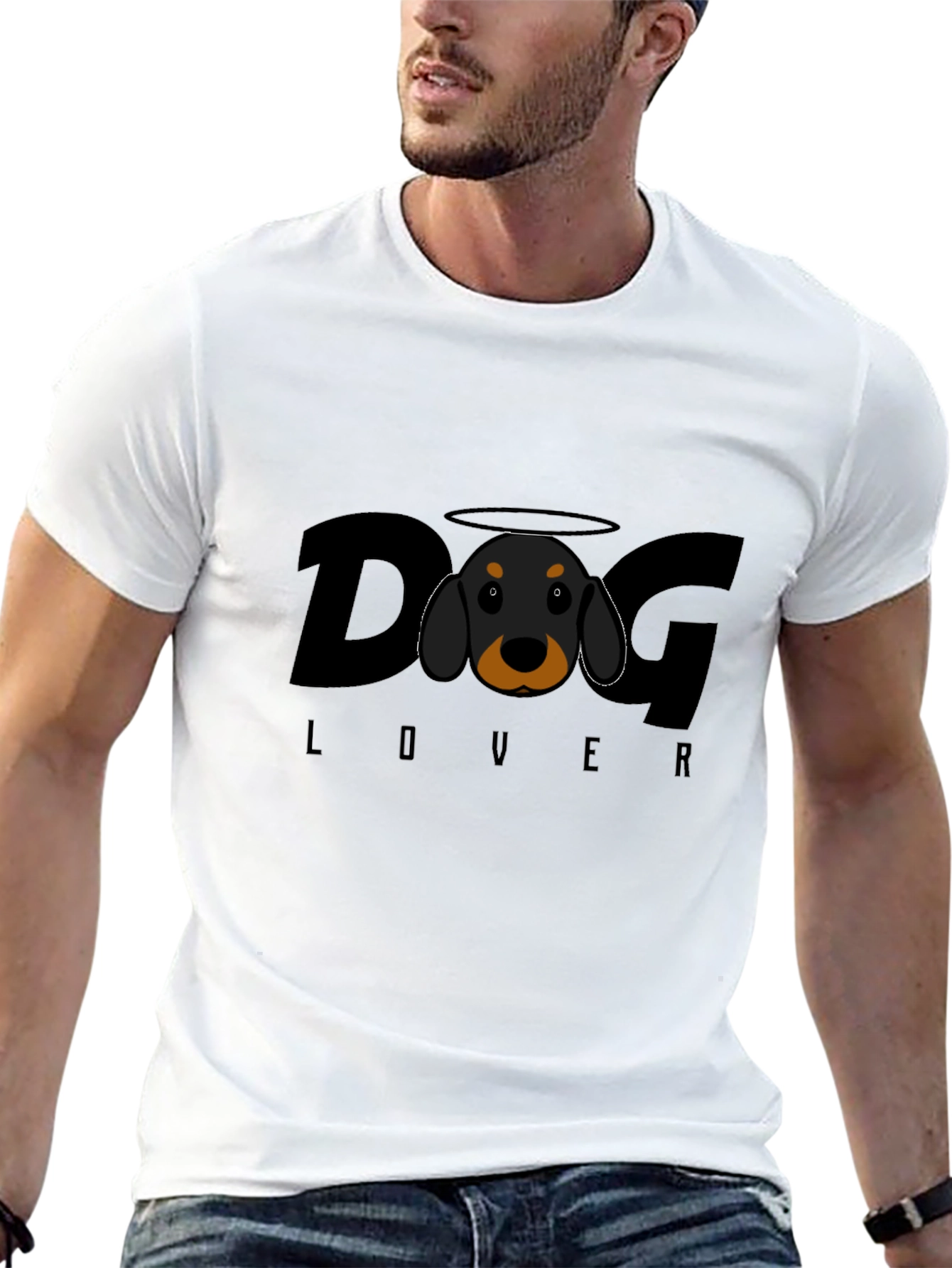Dog Lover Graphic Tee - Black Cotton T-Shirt