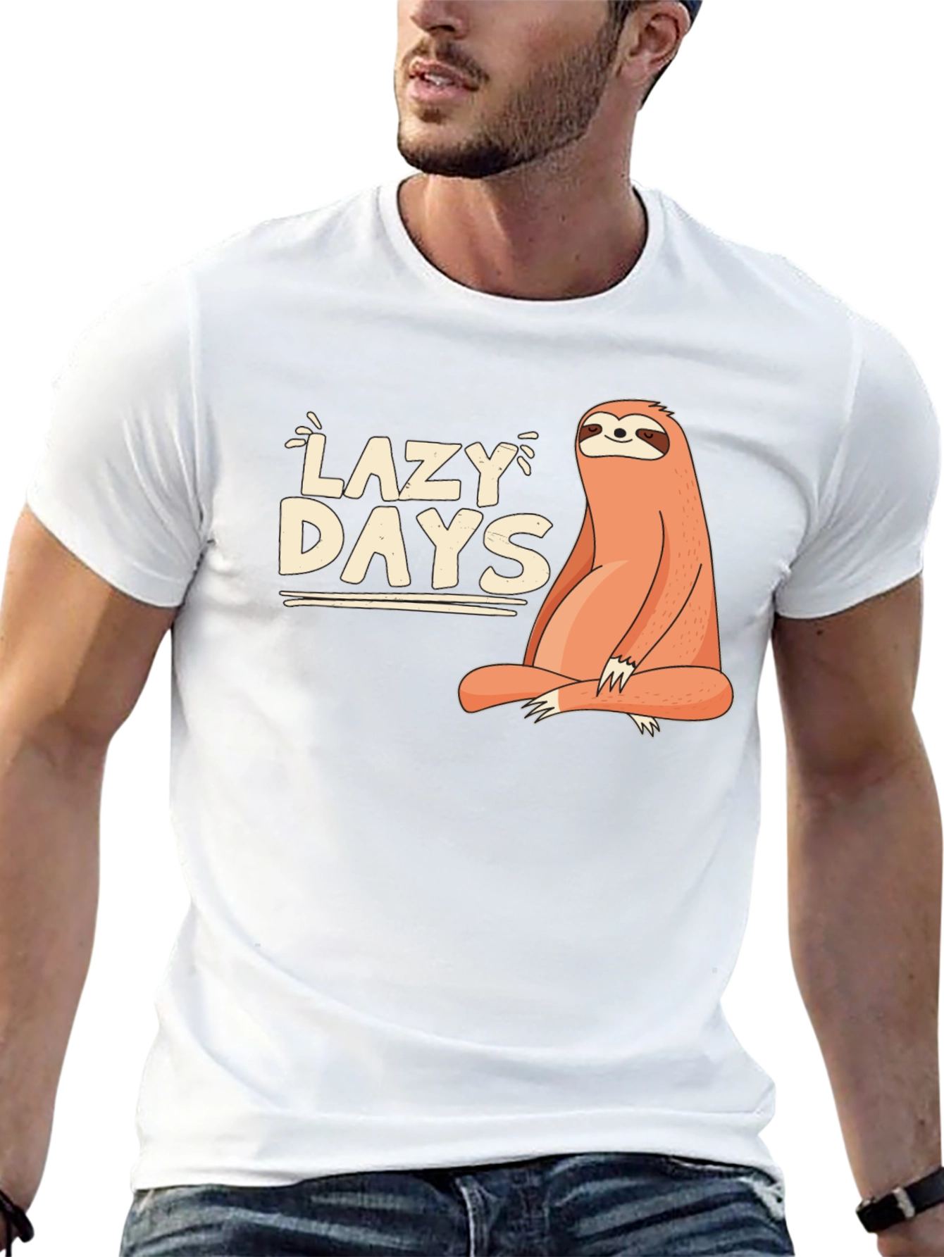 Lazy Days Sloth Graphic Tee - Relaxed Fit