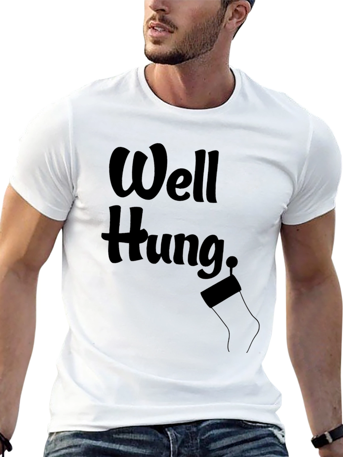 Well Hung Christmas Stocking Mens T-Shirt