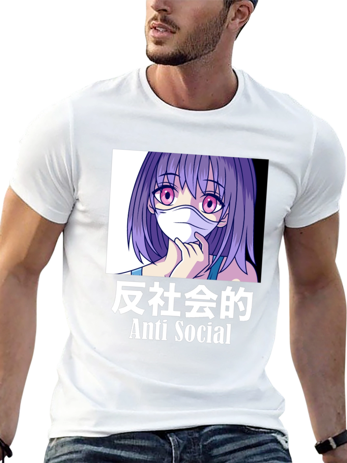 Anti Social Anime Girl Graphic T-Shirt