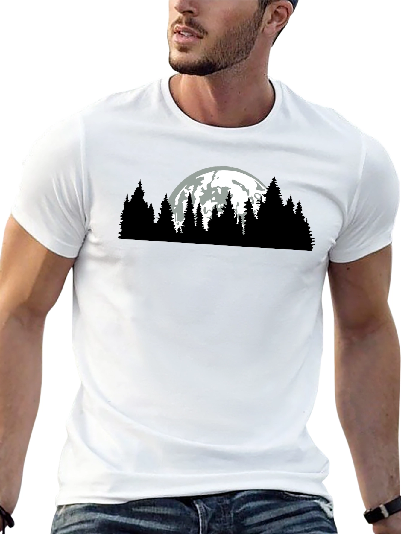 Nature Moon Graphic Tee - Black