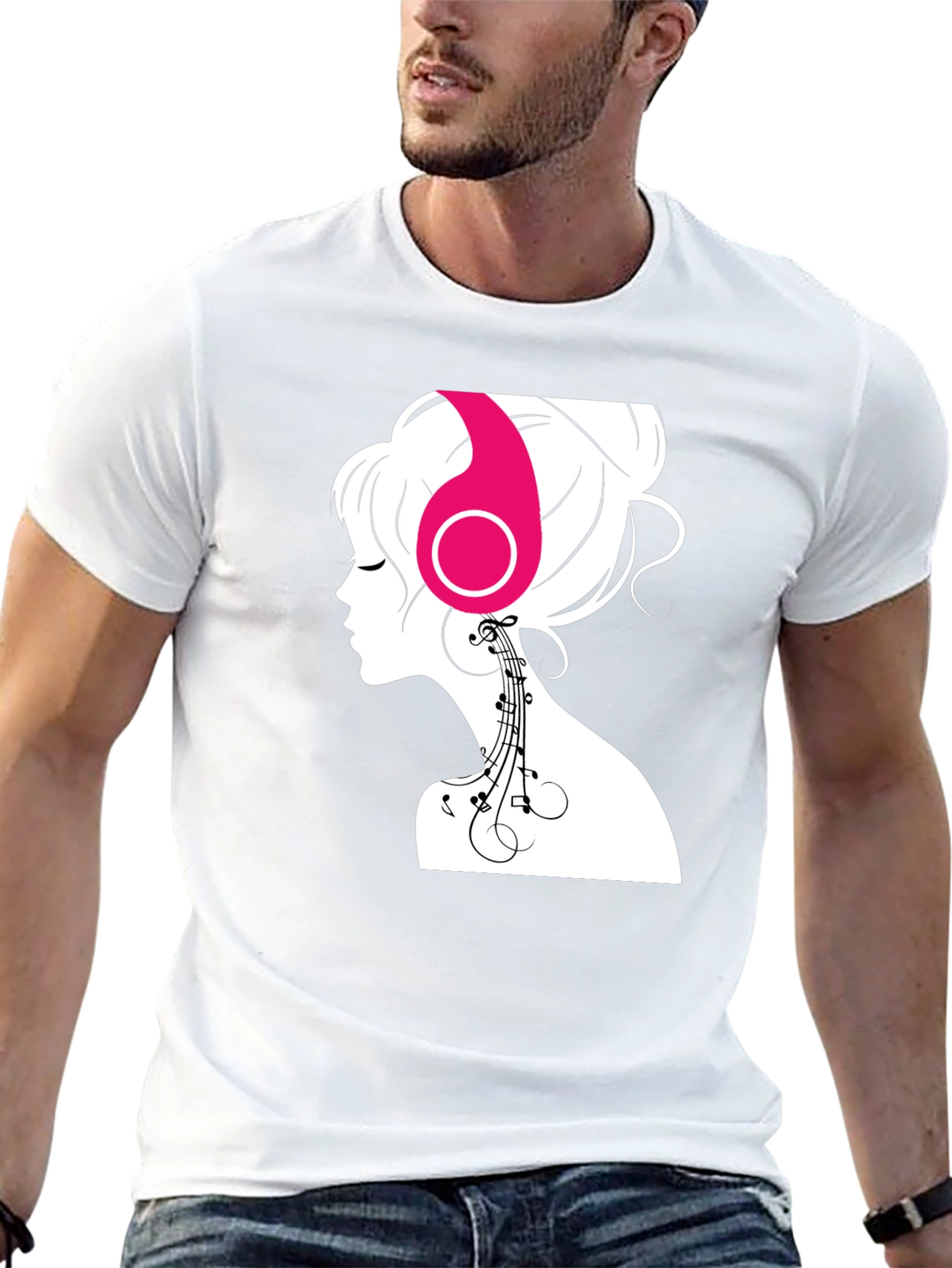 Silhouette Music Lover Tee - Stylish Black Graphic T-Shirt