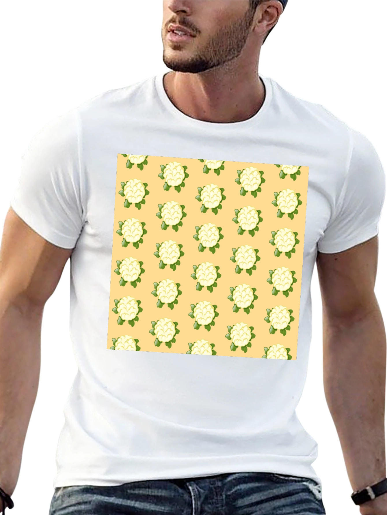 Cauliflower Pattern T-Shirt - Quirky Mens Tee
