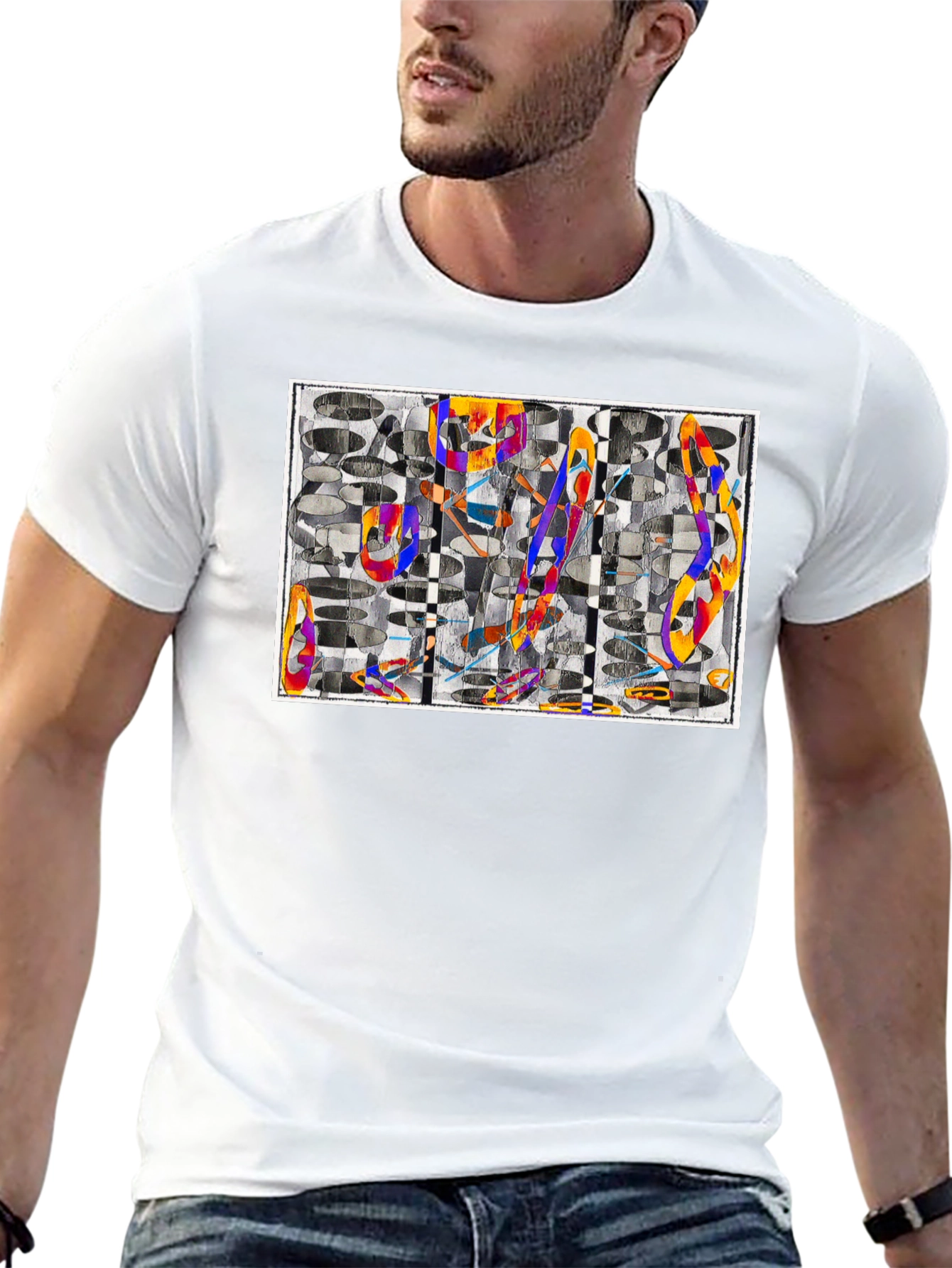 Abstract Art Graphic Tee - Black