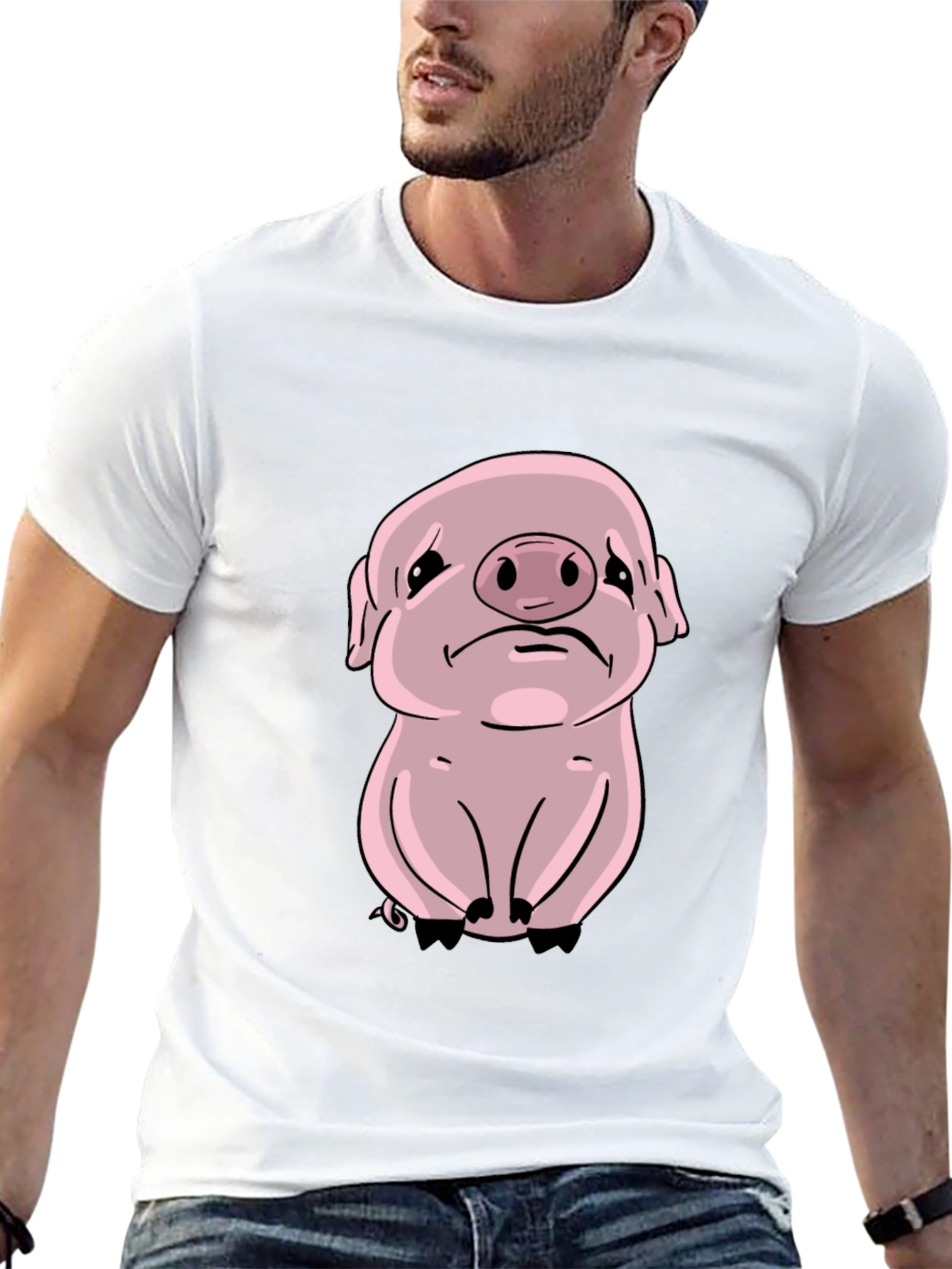 Sad Pig Graphic Tee - Black Cotton Comfort